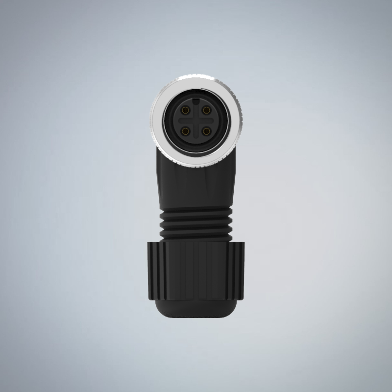 M12-4P(F)A CODE90度塑膠組裝式防水連接器_HGF2-M1204P-241-11