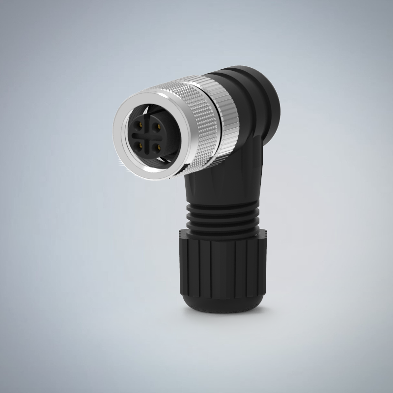 M12-4P(F)A CODE90度塑膠組裝式防水連接器_HGF2-M1204P-241-11