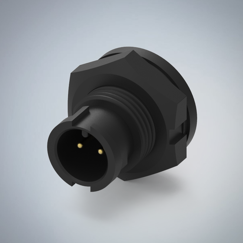 A SIZE-2P(M)半牙板端前鎖焊線式防水連接器_HGM1-AS02P-01-11