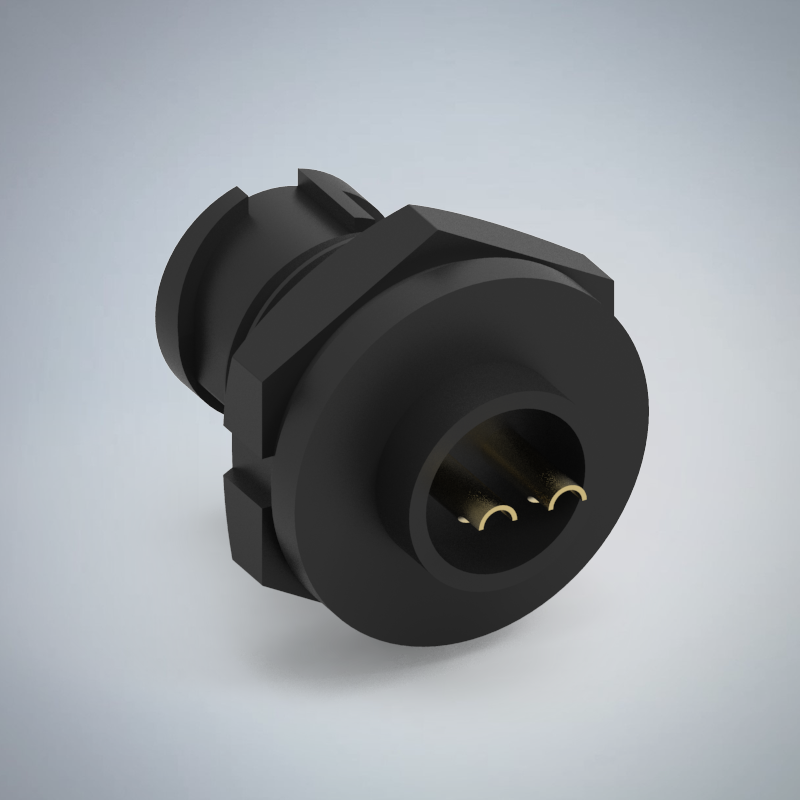 A SIZE-2P(M)半牙板端前鎖焊線式防水連接器_HGM1-AS02P-01-11