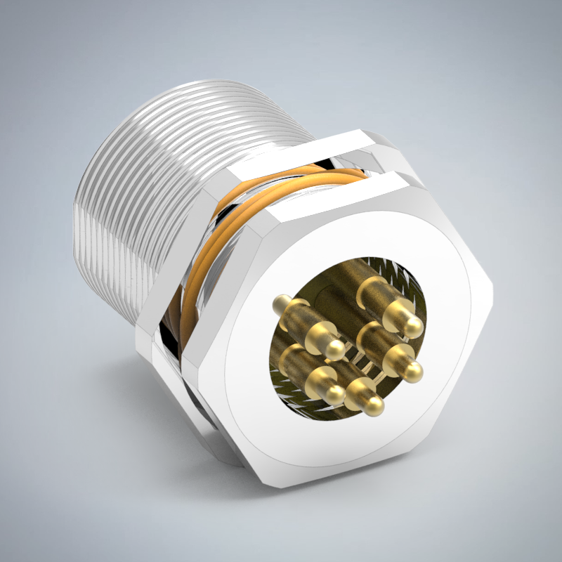 M23-5P(M)板端前鎖插板式(DIP3.4mm)防水連接器_HGM2-M2305P-75-11