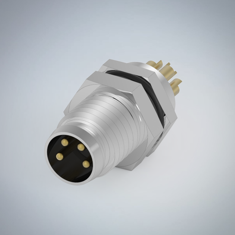 M8-4P(M)板端前鎖焊線式防水連接器_HGM2-M804P-292-11