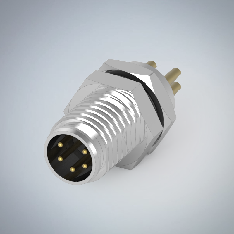 M8-5P(M)板端前鎖焊線式防水連接器_HGM2-M805P-123-11