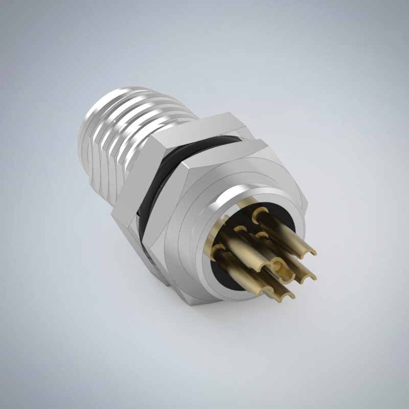 M8-6P(M)板端前鎖焊線式防水連接器_HGM2-M806P-61-11