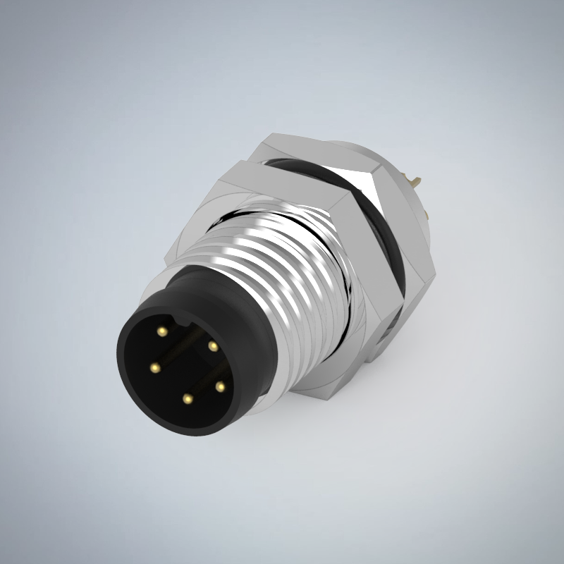 M8-5P(M)板端前鎖焊線式防水連接器_HGM2-M805P-250-11