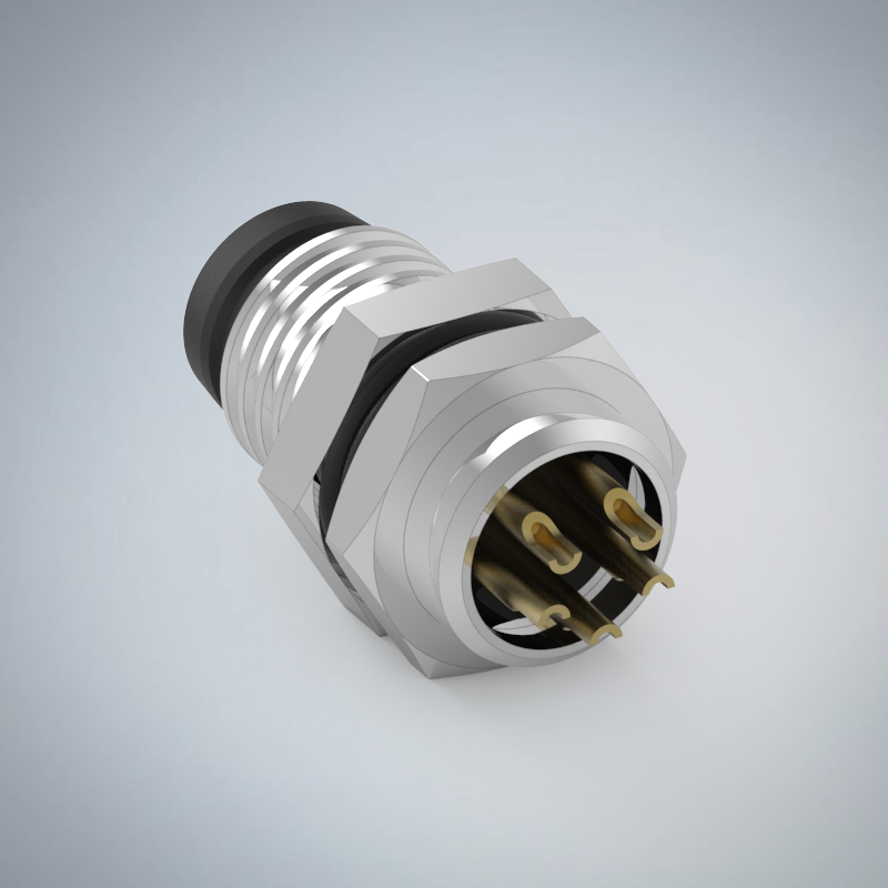 M8-5P(M)板端前鎖焊線式防水連接器_HGM2-M805P-250-11
