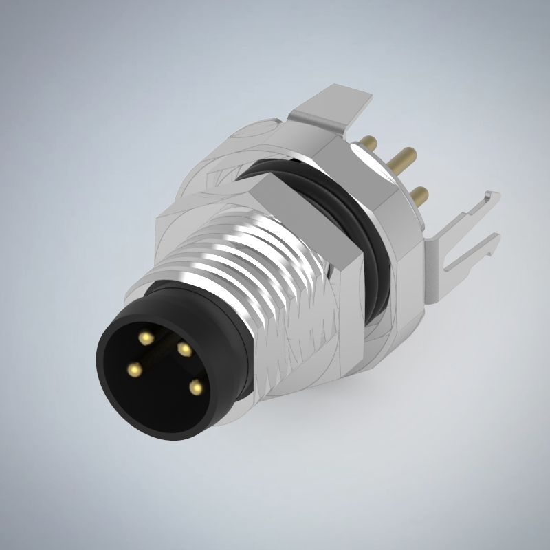 M8-4P(M)板端前鎖插板式防水連接器(帶接地)_HGM3-M804P-23-11