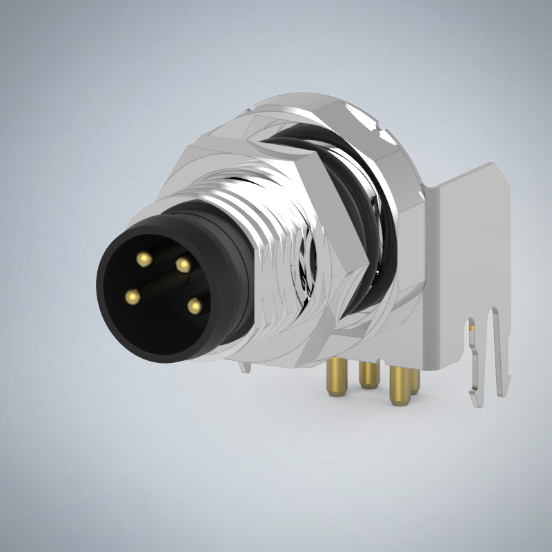 M8-4P(M)板端前鎖90度插板式防水連接器(帶接地)_HGM3-M804P-05-11