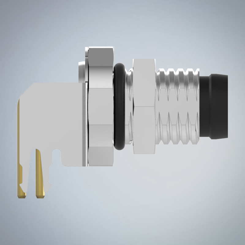M8-4P(M)板端前鎖90度插板式防水連接器(帶接地)_HGM3-M804P-05-11