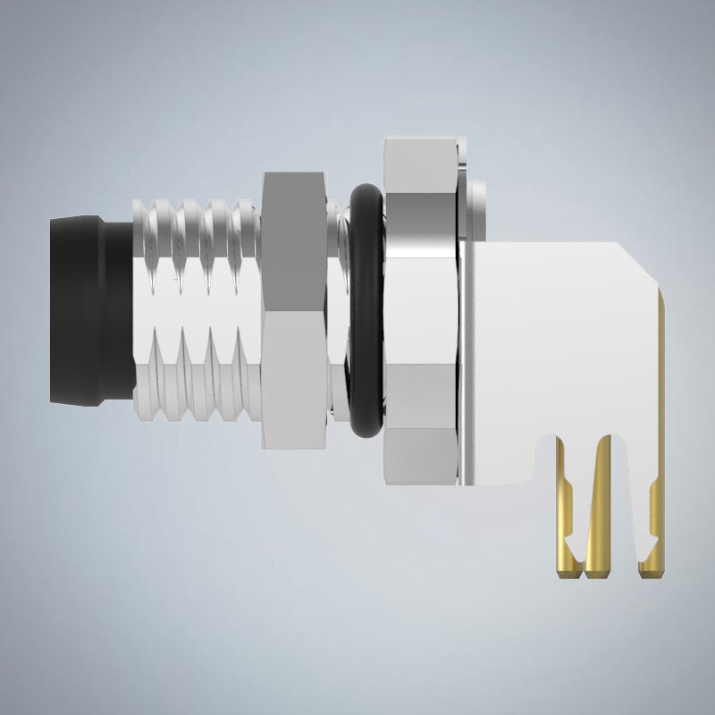 M8-5P(M)B CODE板端前鎖90度插板式防水連接器(帶接地)_HGM3-M805P-01-11