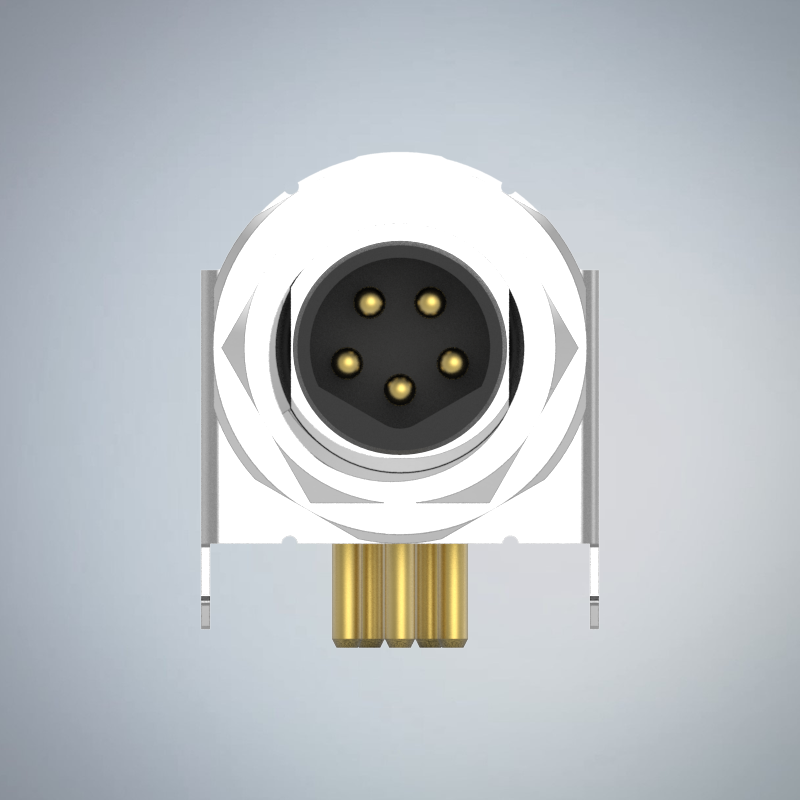 M8-5P(M)B CODE板端前鎖90度插板式防水連接器(帶接地)_HGM3-M805P-01-11
