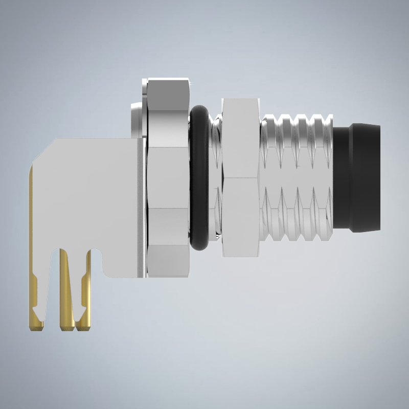 M8-5P(M)B CODE板端前鎖90度插板式防水連接器(帶接地)_HGM3-M805P-01-11