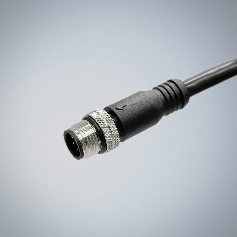 M12(M)180度射出成型防水連接線材