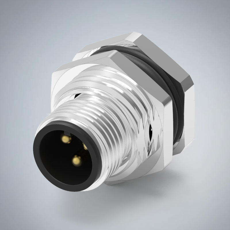 M12-3P(M)A CODE大電流前鎖板焊線式防水連接器_HGM2-M1203P-43-11