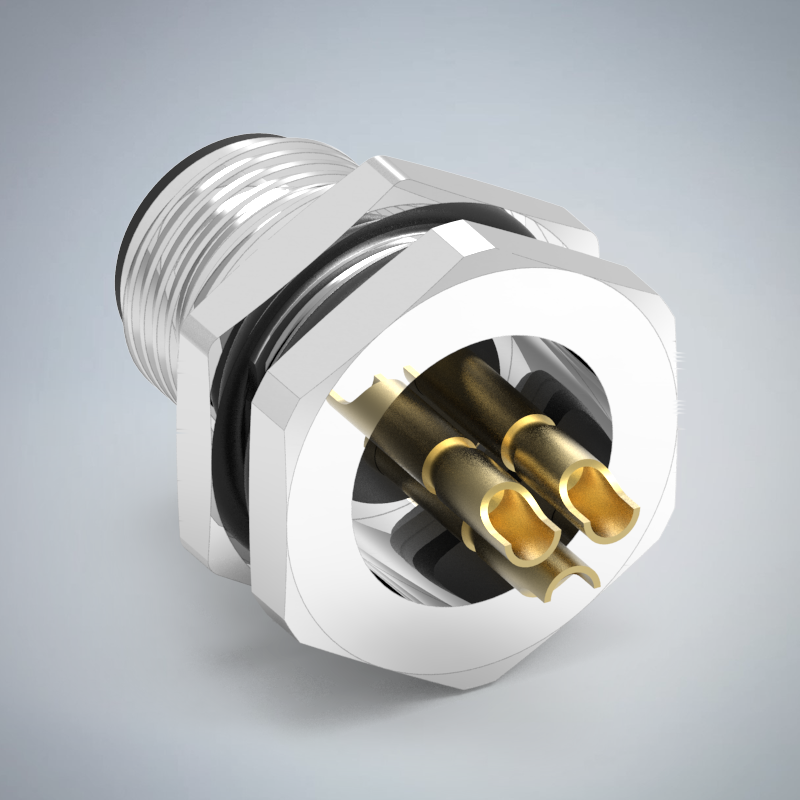 M12-3P(M)A CODE大電流前鎖板焊線式防水連接器_HGM2-M1203P-43-11