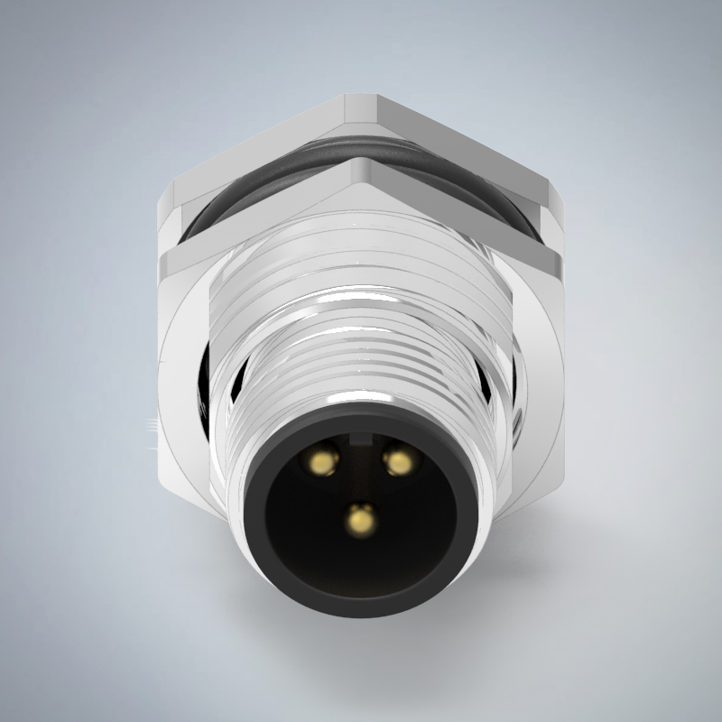 M12-3P(M)A CODE大電流前鎖板焊線式防水連接器_HGM2-M1203P-43-11
