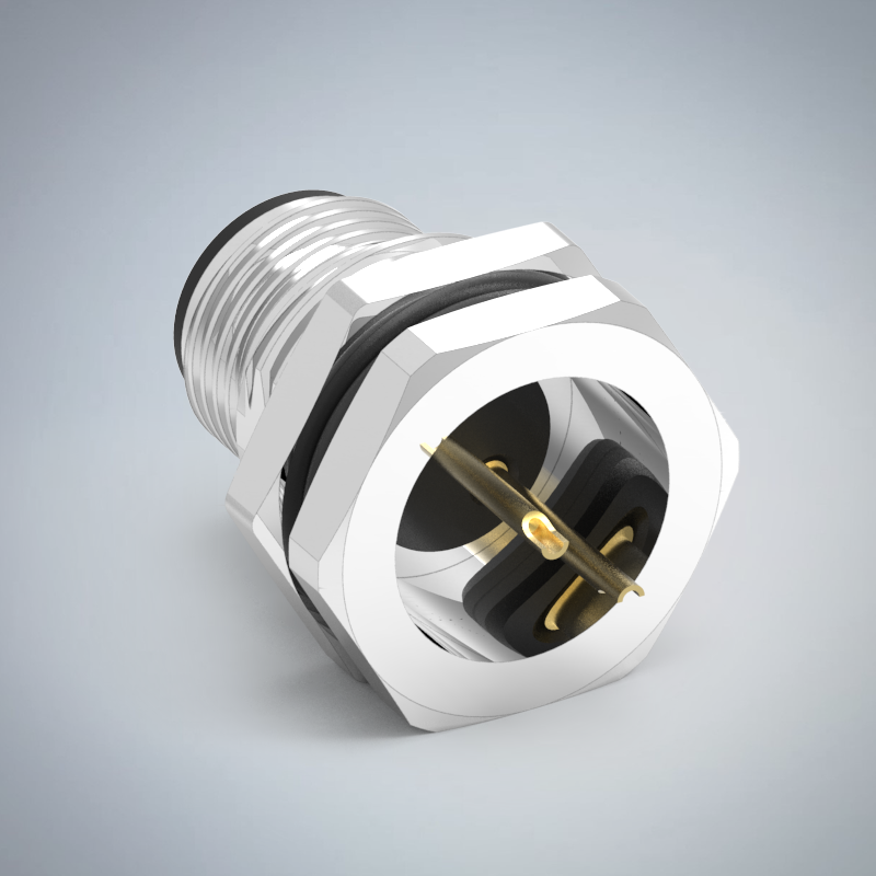 M12-2P(M)A CODE前鎖板焊線式防水連接器(右上左下)(PG9)_HGM2-M1202P-92-11