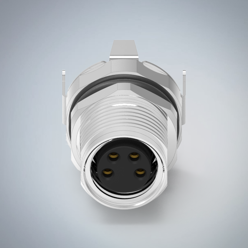 M8-4P(F)板端前鎖插板式防水連接器(帶接地)_HGF3-M804P-26-11
