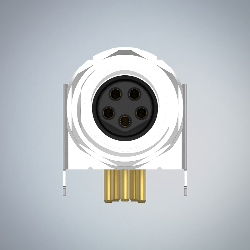 M8-5P(F)B CODE板端前鎖90度插板式防水連接器(帶接地)_HGF3-M805P-03-11