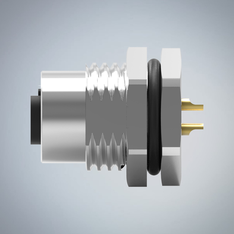 M12-4P(F)B CODE前鎖板焊線式防水連接器(M16*1.5)_HGF2-M1204P-315-11