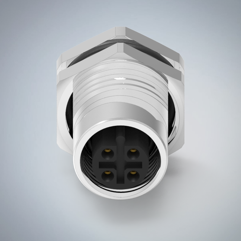M12-4P(F)B CODE前鎖板焊線式防水連接器(M16*1.5)_HGF2-M1204P-315-11