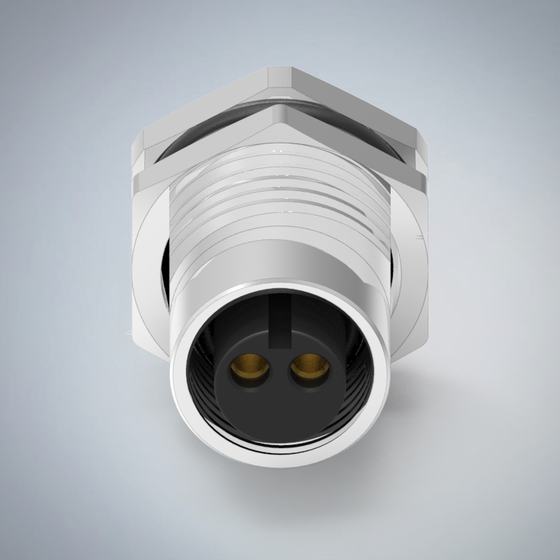 M12-2P(F)A CODE大電流前鎖板焊線式防水連接器_HGF2-M1202P-31-11