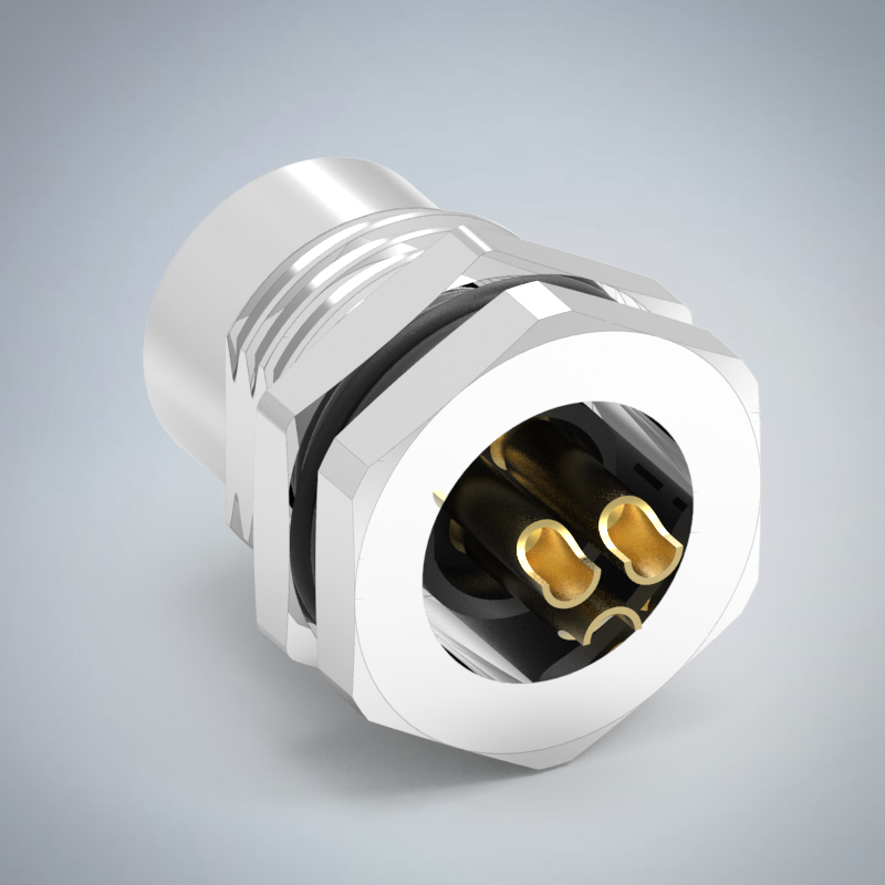 M12-3P(F)A CODE大電流前鎖板焊線式防水連接器_HGF2-M1203P-48-11