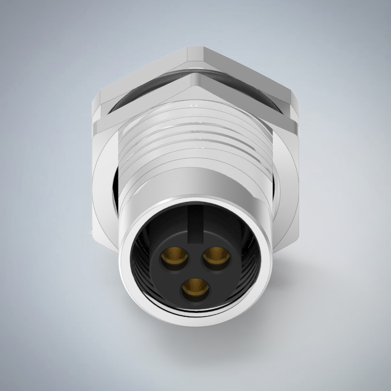 M12-3P(F)A CODE大電流前鎖板焊線式防水連接器_HGF2-M1203P-48-11