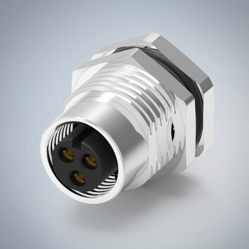 M12-3P(F)A CODE大電流前鎖板焊線式防水連接器_HGF2-M1203P-48-11