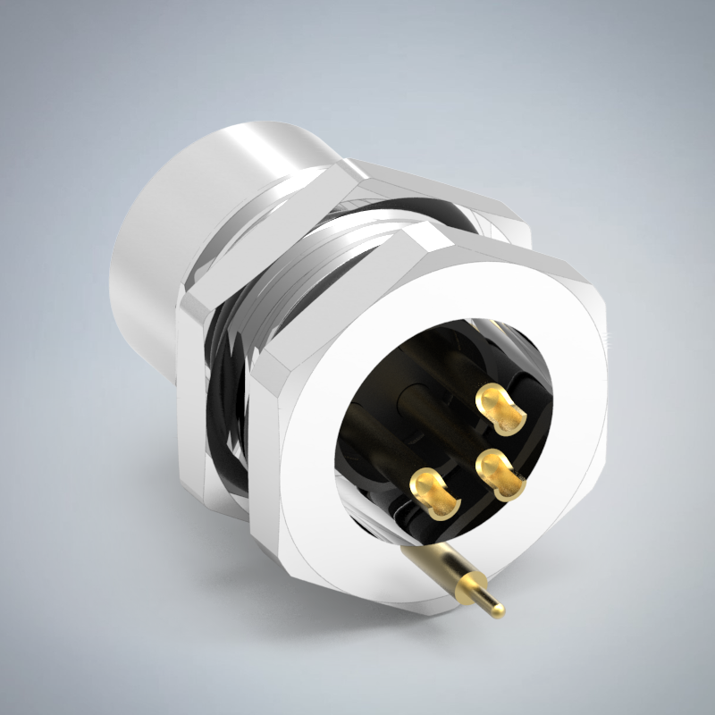 M12-3P(F)A CODE前鎖板焊線式接地防水連接器(右塞孔)(PG9)_HGF2-M1203P-160-11