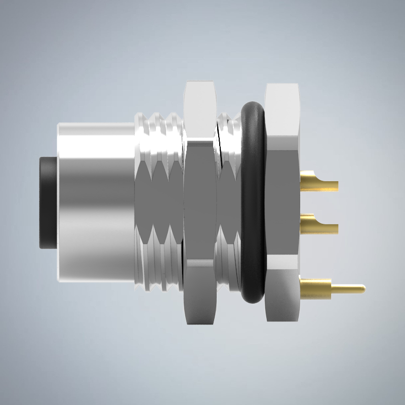 M12-3P(F)A CODE前鎖板焊線式接地防水連接器(左塞孔)(PG9)_HGF2-M1203P-161-11