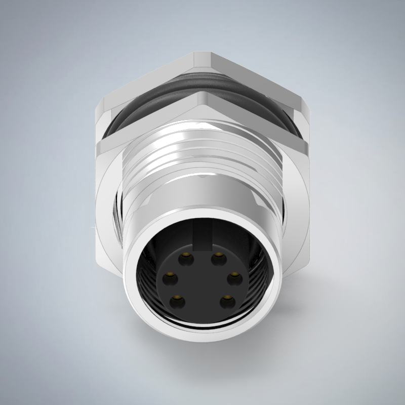 M12-6P(F)A CODE前鎖板焊線式接地防水連接器(PG9)(下塞孔)_HGF2-M1206P-80-11