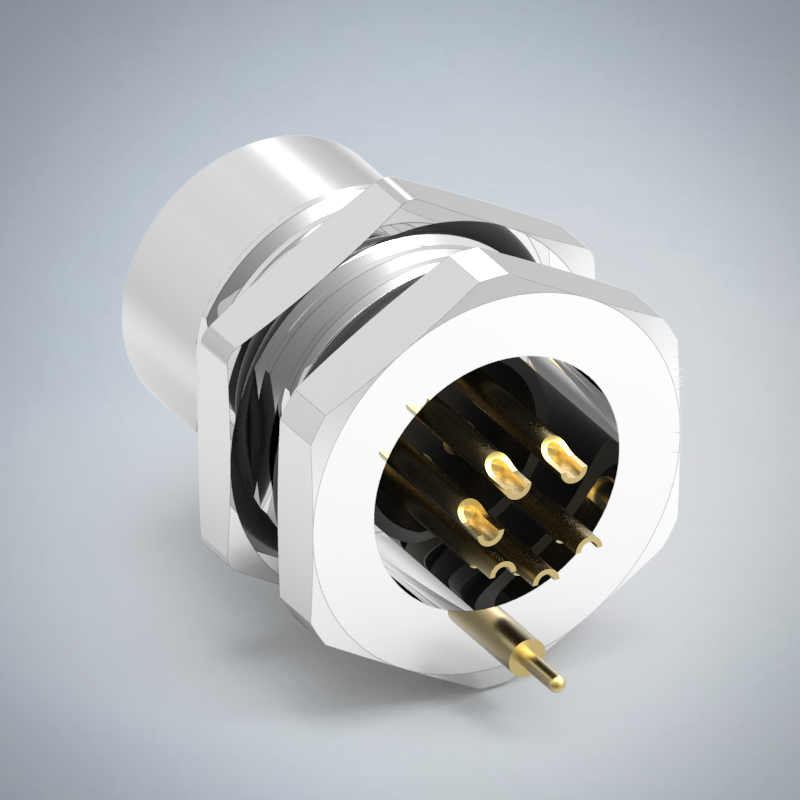 M12-6P(F)A CODE前鎖板焊線式接地防水連接器(PG9)(左塞孔)_HGF2-M1206P-79-11