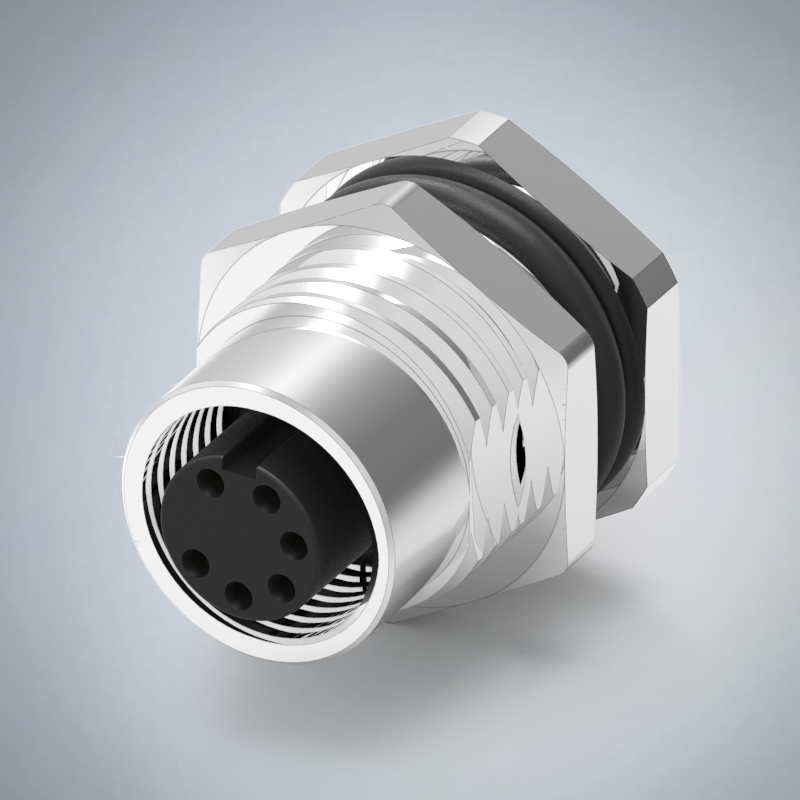 M12-6P(F)A CODE前鎖板焊線式接地防水連接器(PG9)(左塞孔)_HGF2-M1206P-79-11