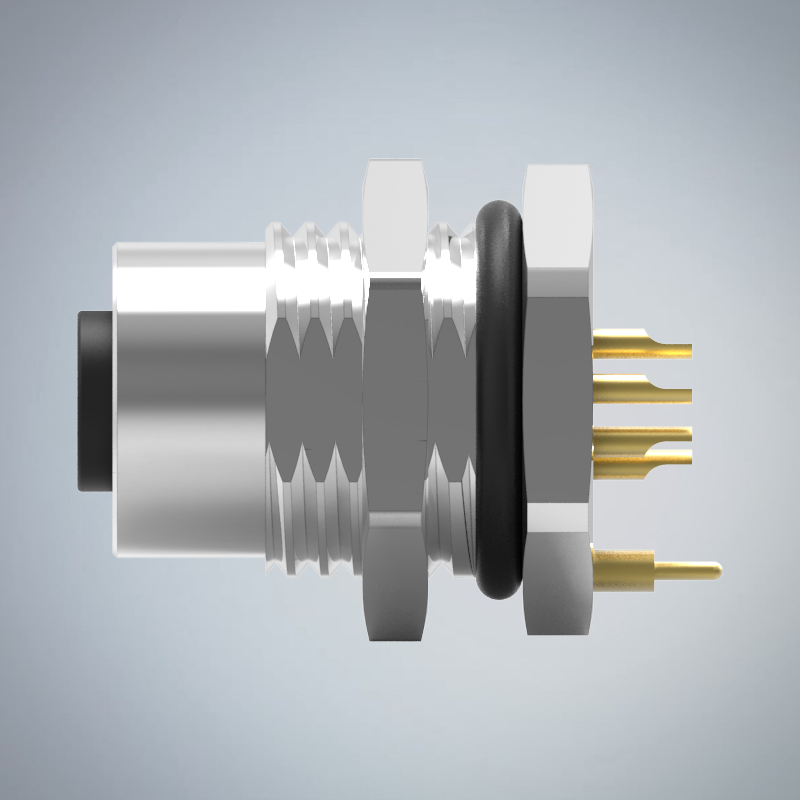 M12-6P(F)A CODE前鎖板焊線式接地防水連接器(PG9)(左塞孔)_HGF2-M1206P-79-11