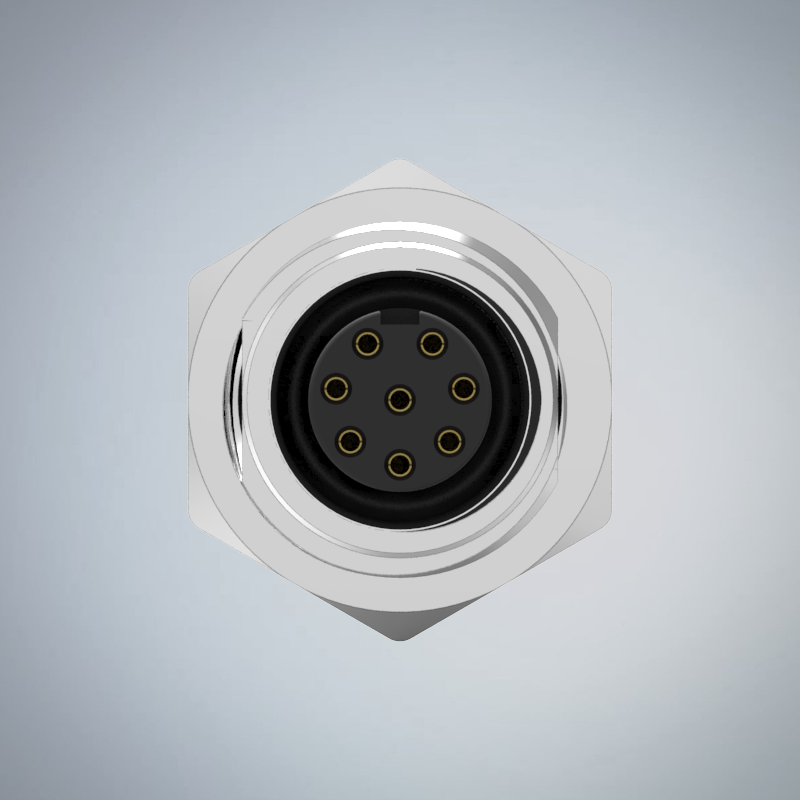 M12-8P(F)A CODE前鎖板焊線式接地防水連接器(PG9)_HGF2-M1208P-82-11
