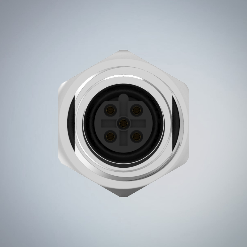 M12-5P(F)B CODE前鎖板焊線式防水連接器(M16*1.5)_HGM2-M1205P-256-11