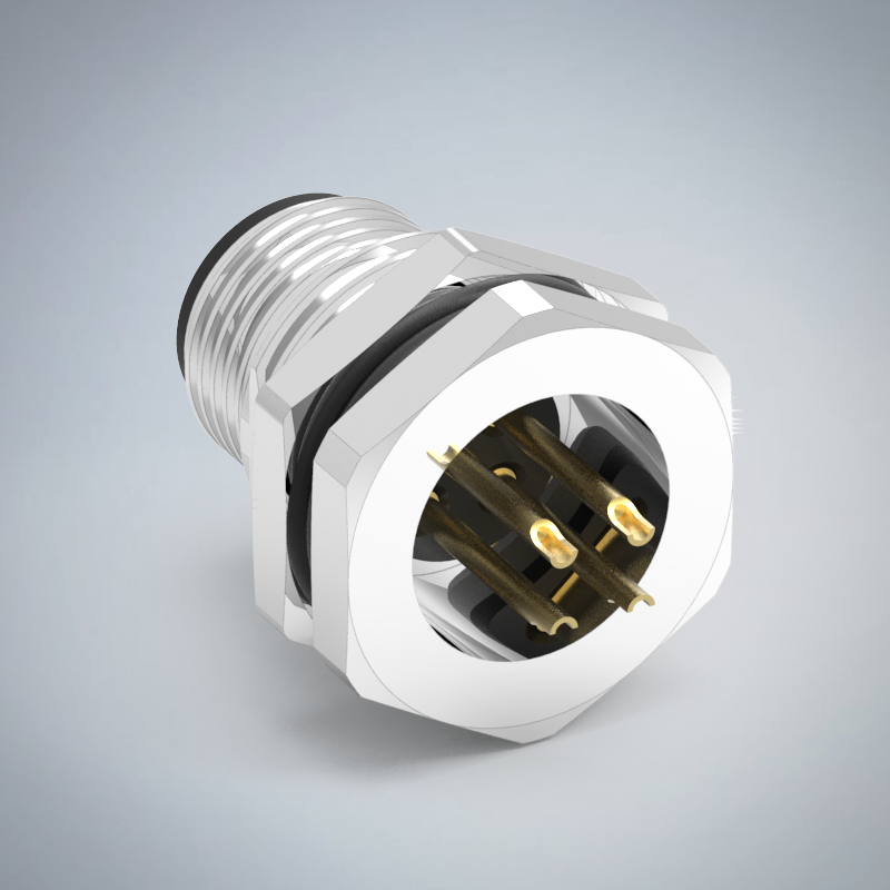 M12-4P(M)B CODE前鎖板焊線式防水連接器(PG9)_HGM2-M1204P-232-11