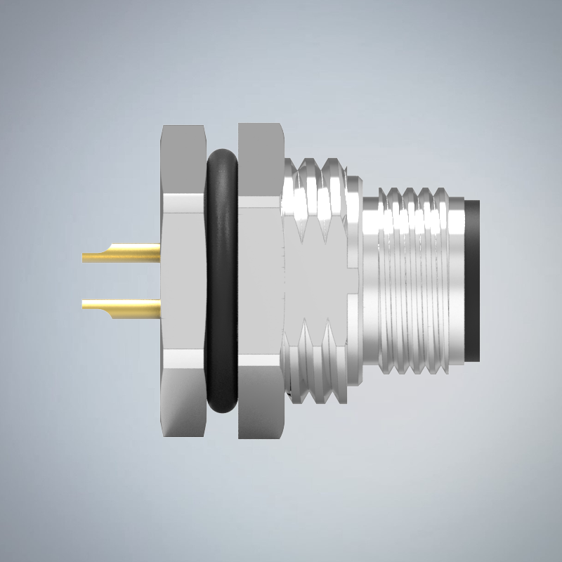 M12-2P(M)A CODE前鎖板焊線式防水連接器(右上左下)(M16*1.5)_HGM2-M1202P-96-11