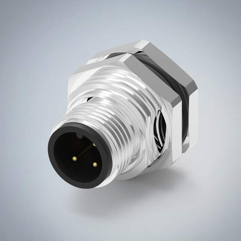M12-3P(M)A CODE前鎖板焊線式防水連接器(左塞孔)(M16*1.5)_HGM2-M1203P-154-11