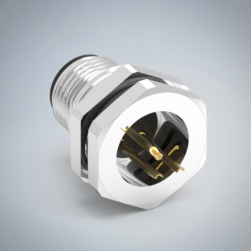 M12-3P(M)A CODE前鎖板焊線式防水連接器(左塞孔)(M16*1.5)_HGM2-M1203P-154-11