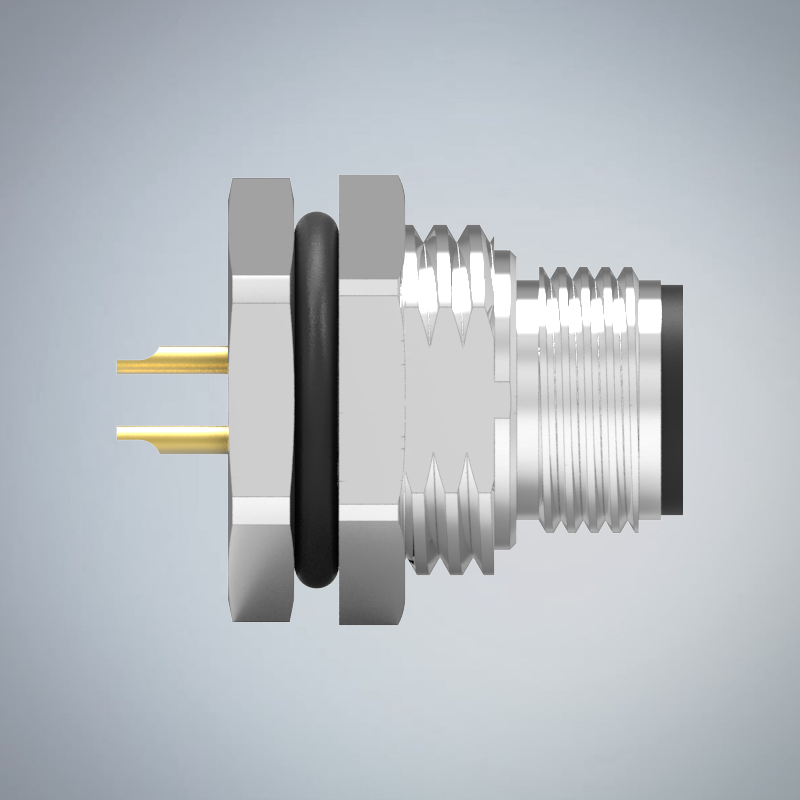 M12-3P(M)A CODE前鎖板焊線式防水連接器(左塞孔)(M16*1.5)_HGM2-M1203P-154-11