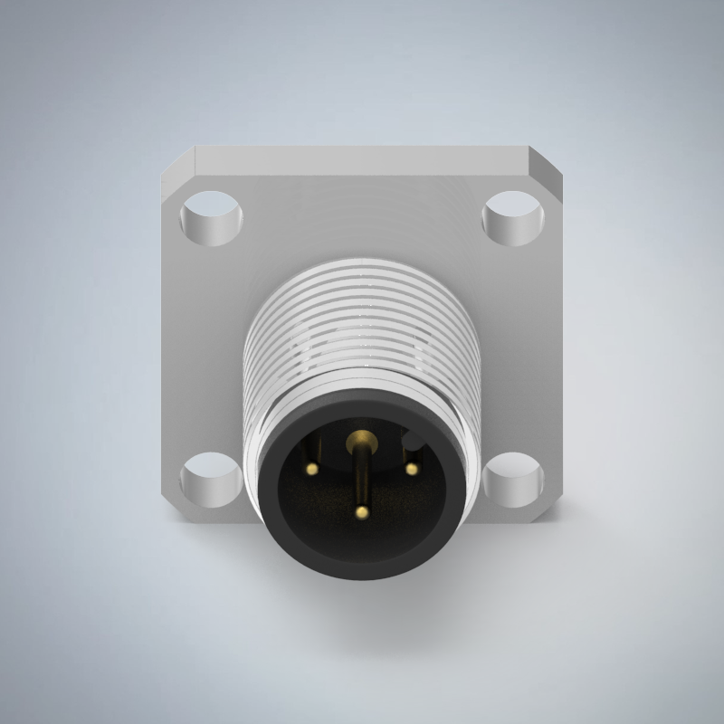 M12-3P(M)A CODE前鎖板焊線式防水連接器(方形法蘭)(左塞孔)(M12*1.0)_HGM2-M1203P-56-11