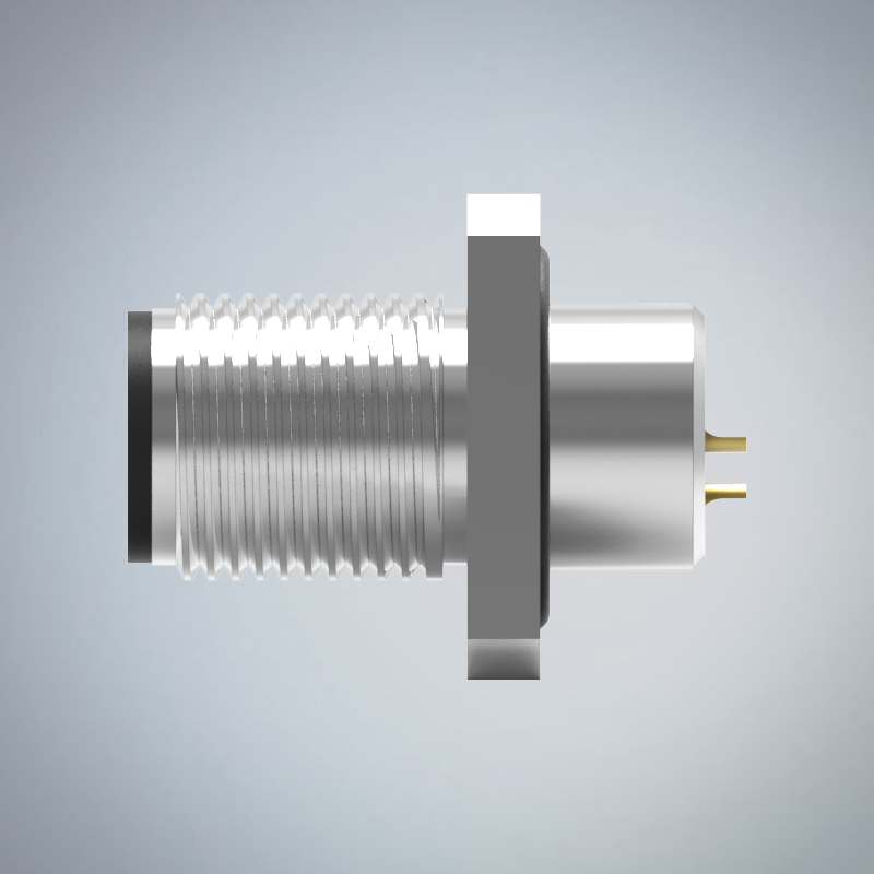 M12-3P(M)A CODE前鎖板焊線式防水連接器(方形法蘭)(左塞孔)(M12*1.0)_HGM2-M1203P-56-11