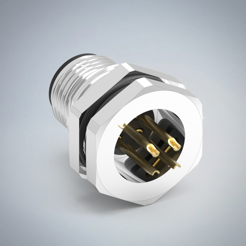 M12-4P(M)A CODE前鎖板焊線式防水連接器(M16*1.5)_HGM2-M1204P-271-11