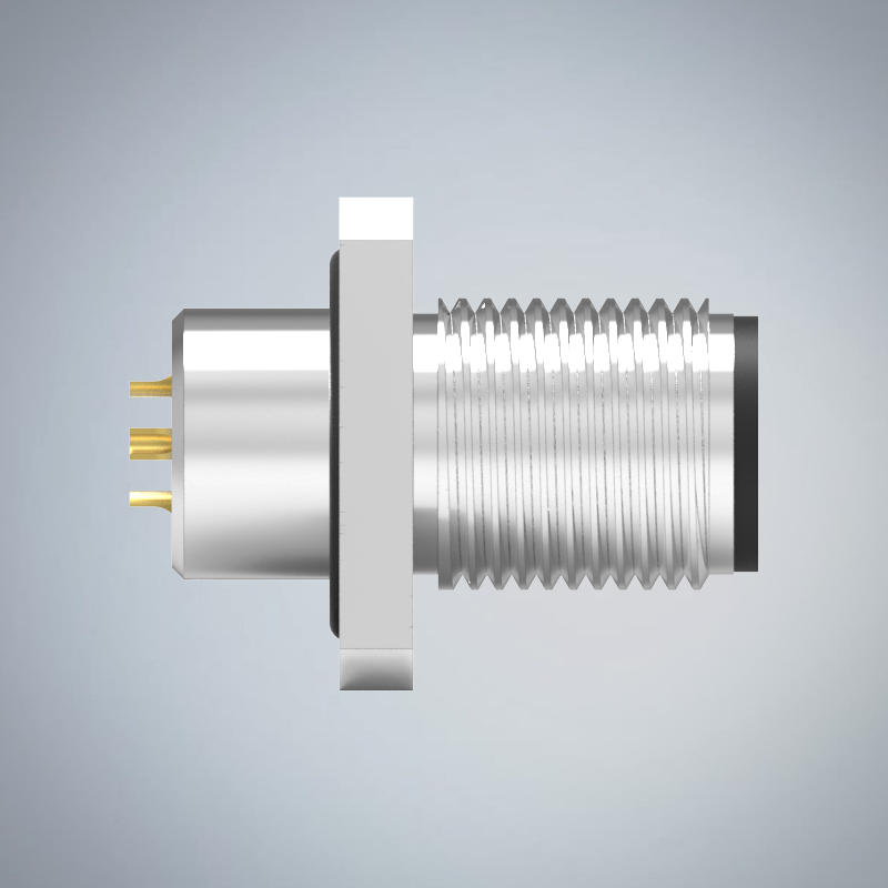 M12-4P(M)A CODE前鎖板焊線式防水連接器(方形法蘭)(M12*1.0)_HGM2-M1204P-243-11