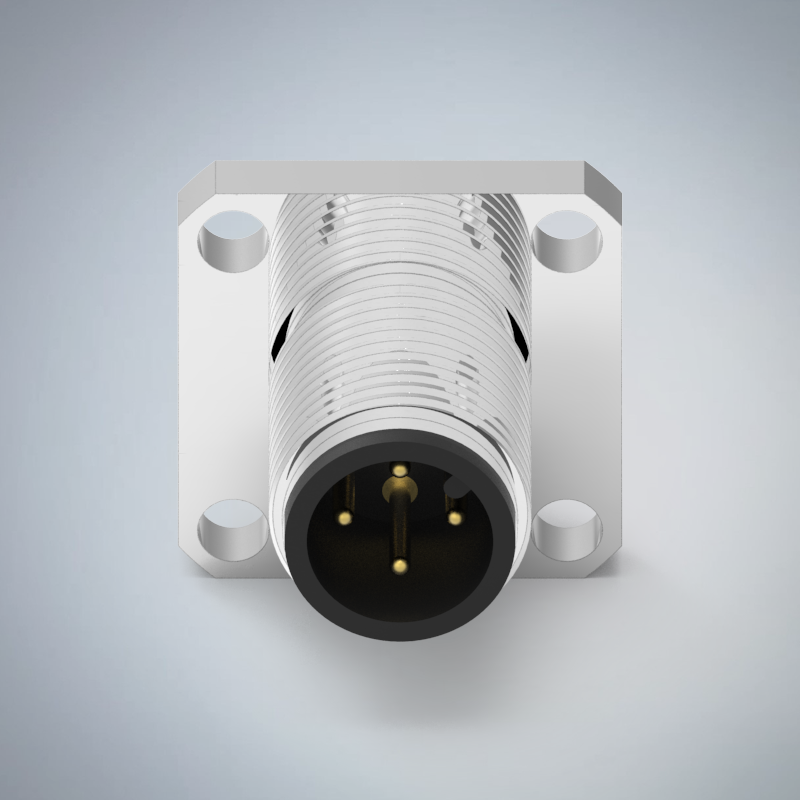 M12-4P(M)A CODE前鎖板焊線式防水連接器(方形法蘭)(M12*1.0)_HGM2-M1204P-243-11