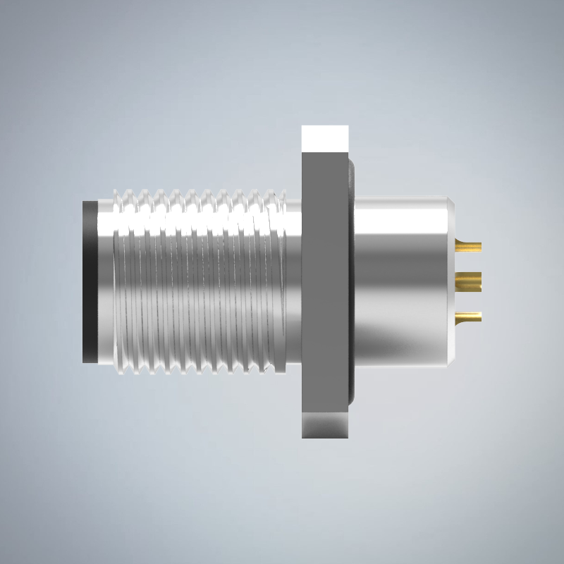 M12-5P(M)A CODE前鎖板焊線式防水連接器(方形法蘭)(M12*1.0)_HGM2-M1205P-210-11