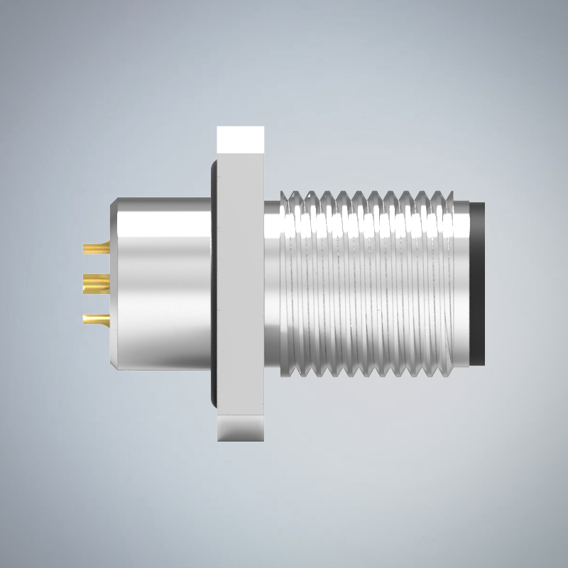 M12-5P(M)A CODE前鎖板焊線式防水連接器(方形法蘭)(M12*1.0)_HGM2-M1205P-210-11
