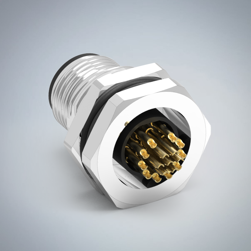 M12-17P(M)A CODE前鎖板焊線式防水連接器(PG9)_HGM2-M1217P-08-11